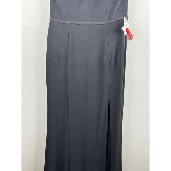 Mac Duggal 25846 Jersey Plunge V-neck Black Gown Dress High Slit Size 4 NWT - Picture 7 of 9